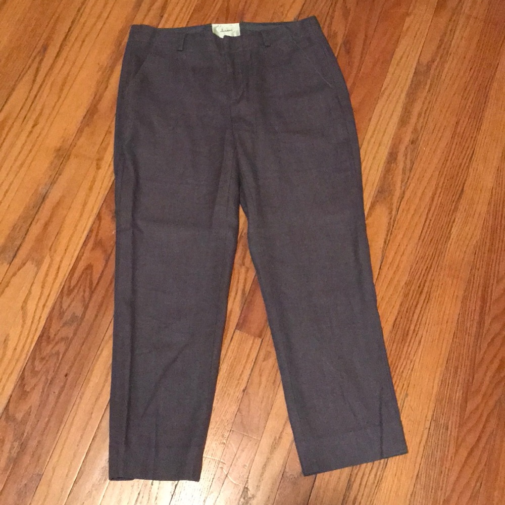 Anthro elevenses Gray Linen Crop Pants (US 4)